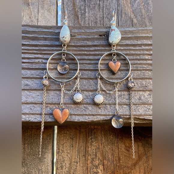 ❗️sold❗️Artisan handmade chandelier Love earrings - Picture 1 of 6